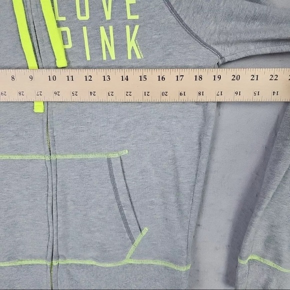 PINK Victoria's Secret Gray Hoodie with Neon Accents‼️FINAL SALE - Picture 3 of 6